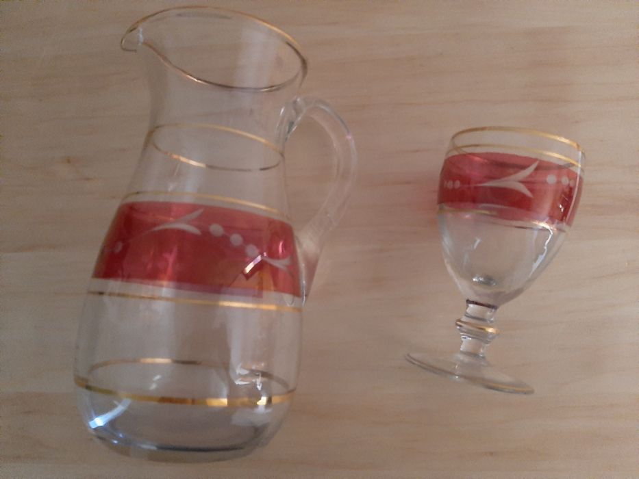 Conjunto jarra e copos antigo anos 60 Taça Castiçal