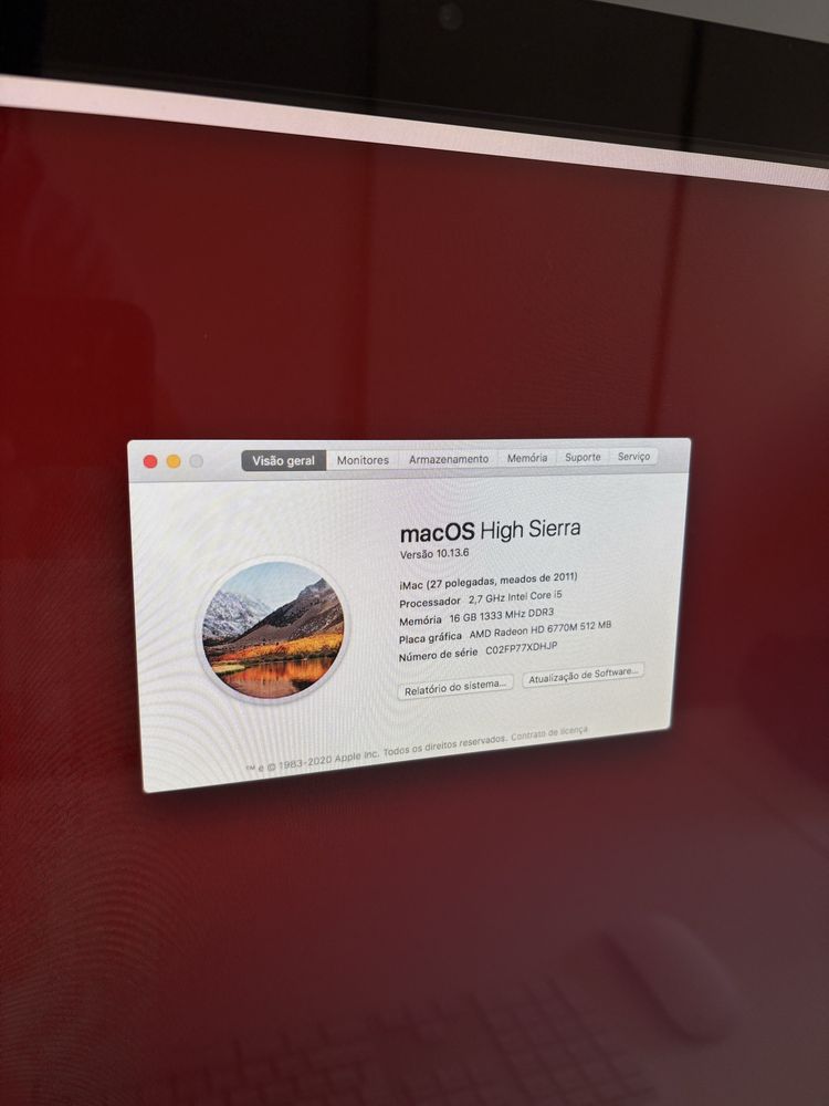iMac 27” (meados de 2011) – 16GB RAM – 256GB – Excelente estado