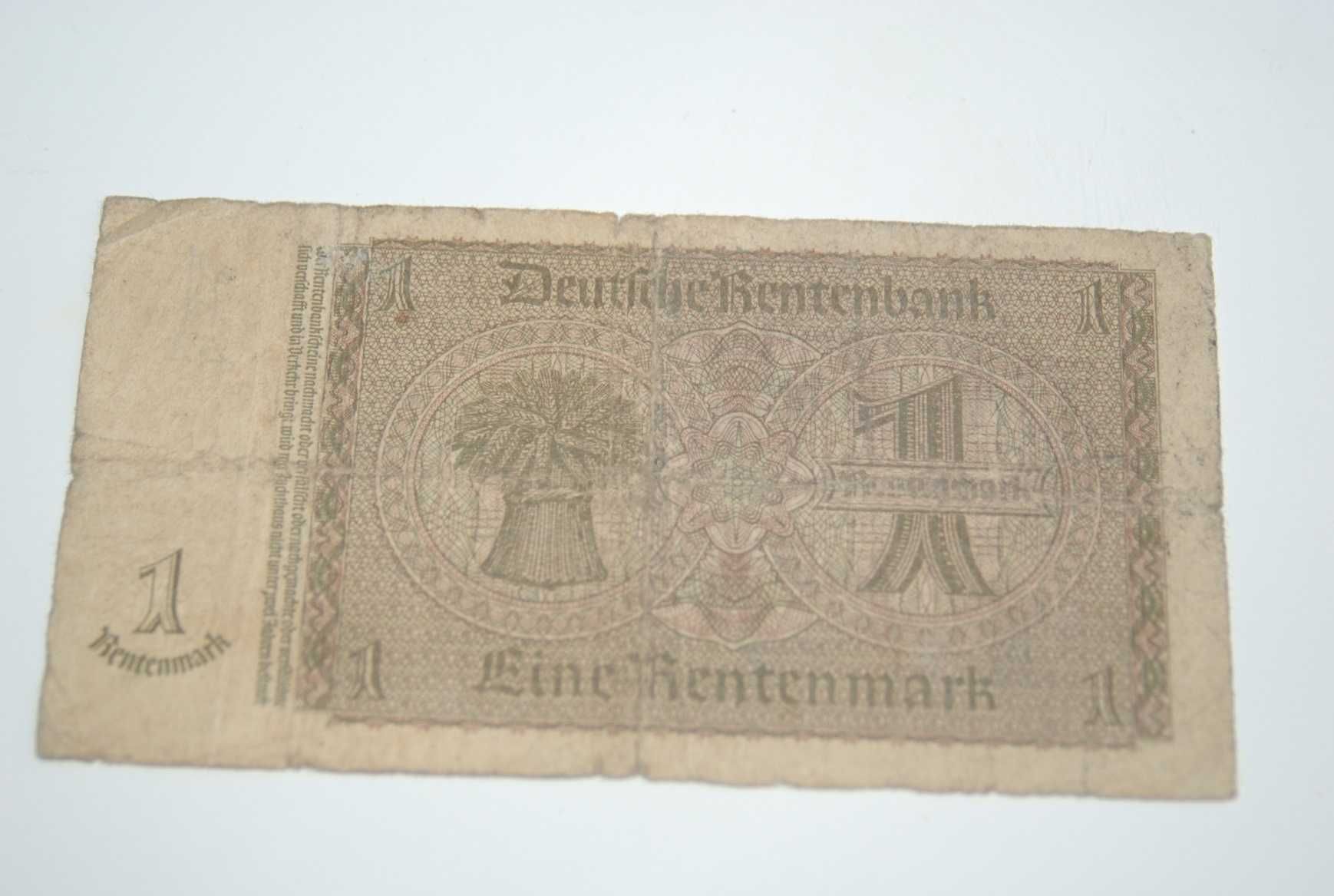 Stary banknot 1 marka fine rentenmark 1937r antyk
