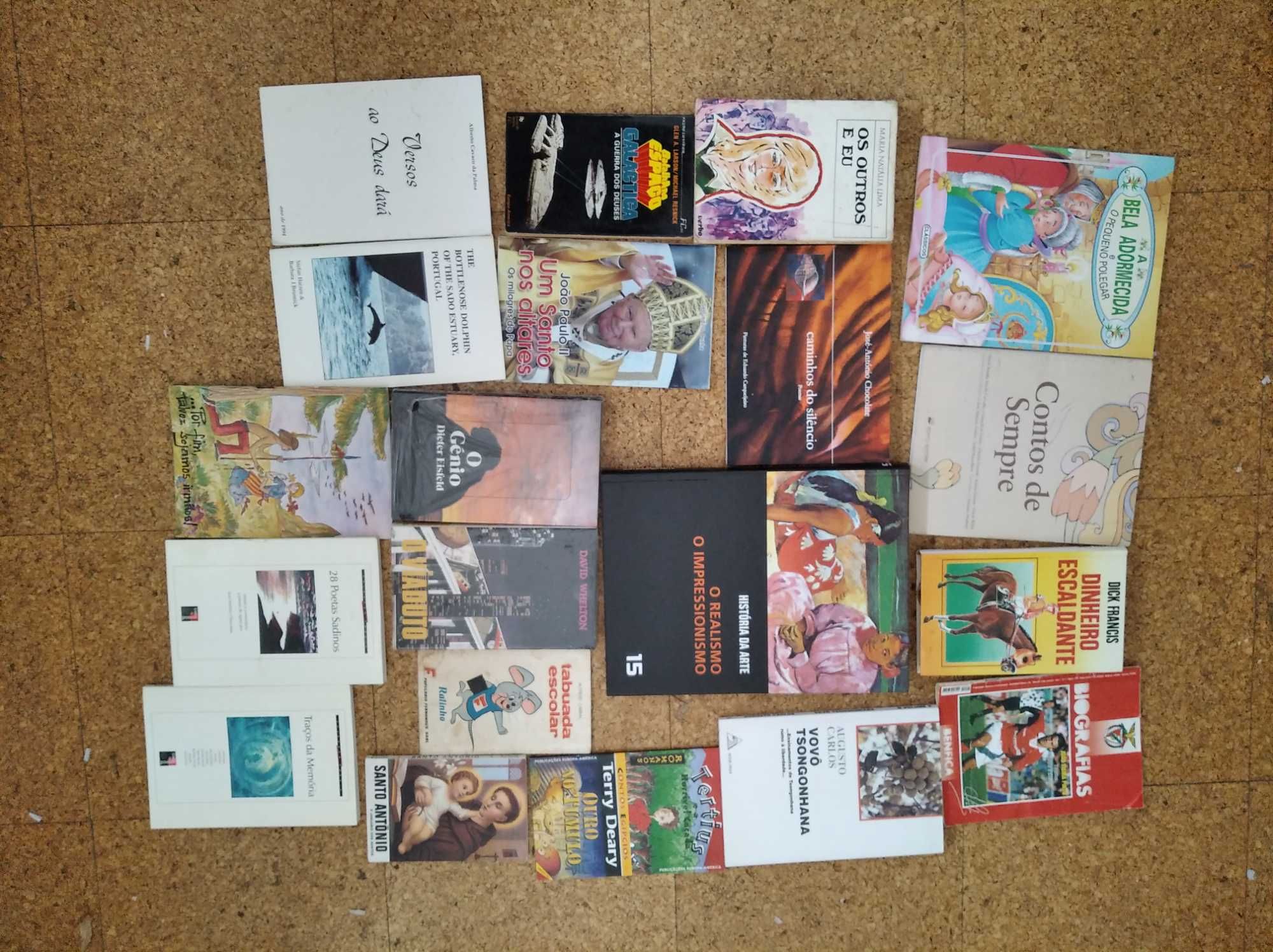 Conjunto de livros: clássicos, ficção cientifica, enciclopédias, etc.