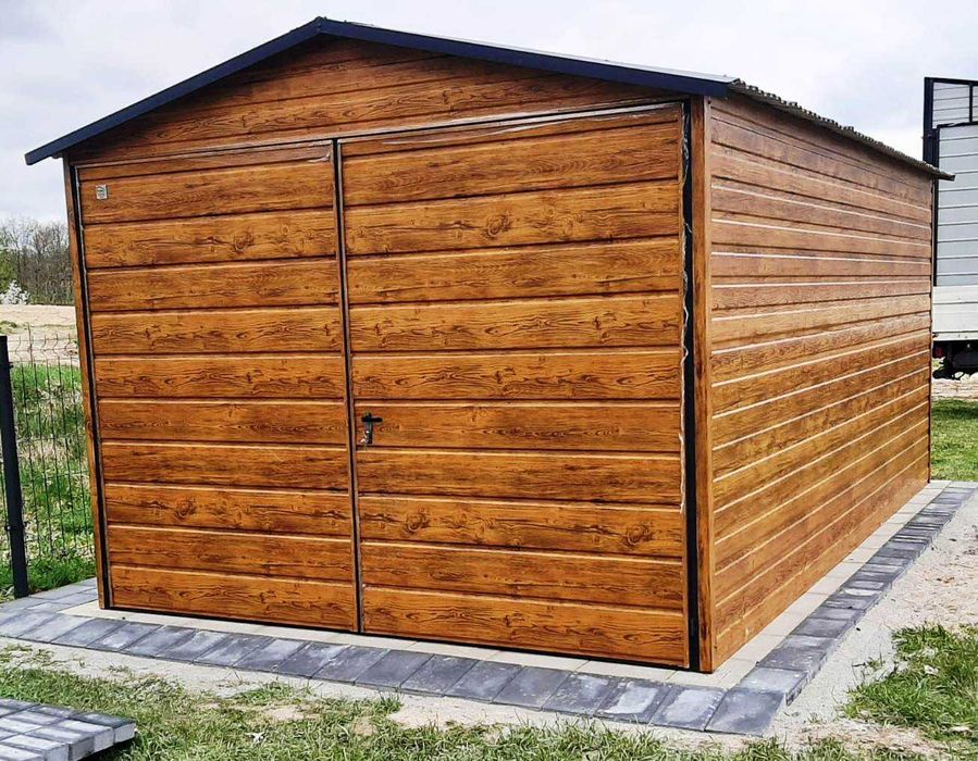 Garaż Blaszany 3mx5m Imitacja Drewna