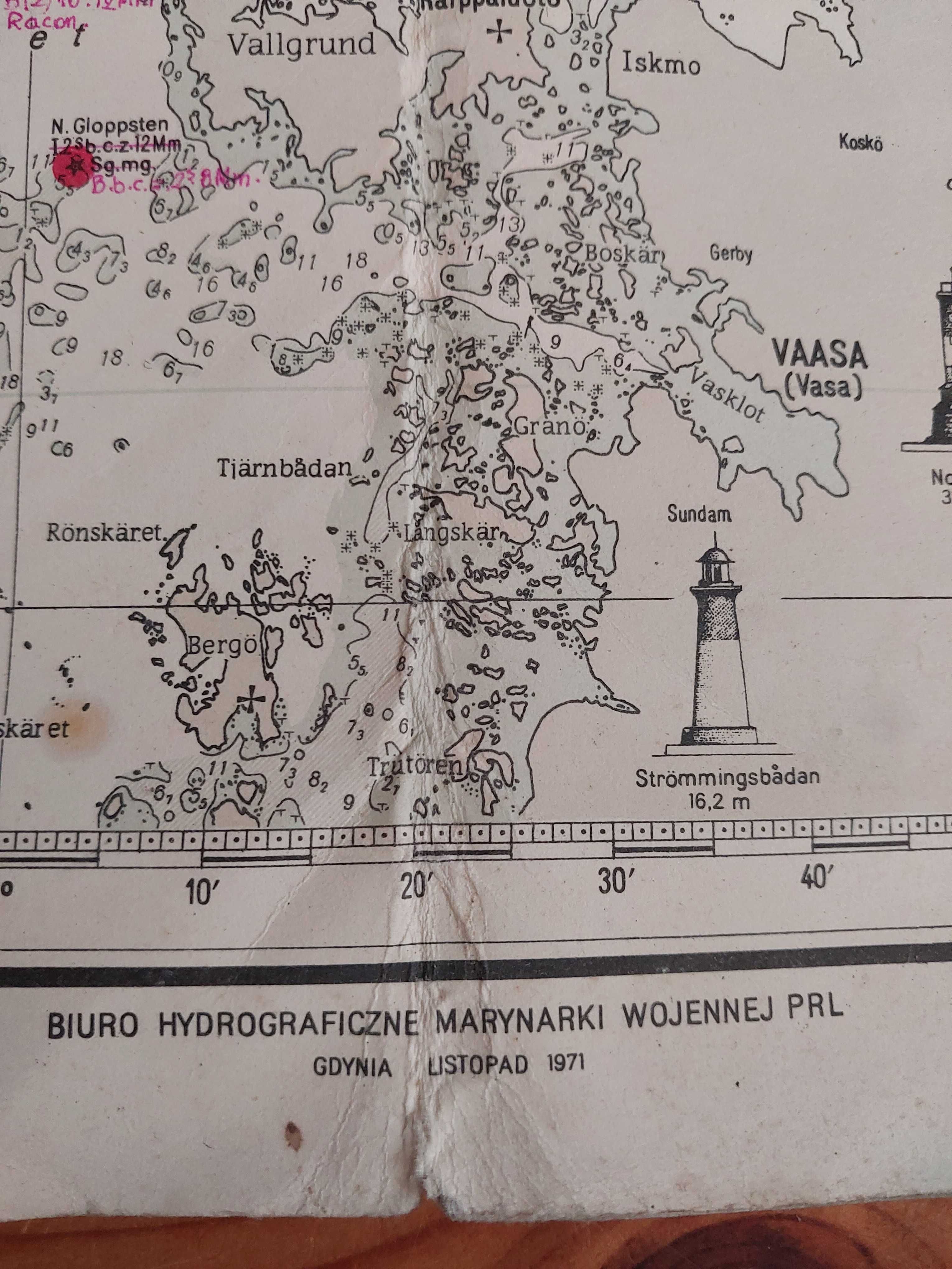 Mapa morska PRL 1971: Bałtyk - Zatoka Botnicka Część Północna