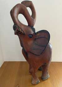 Grande imagem escultura elefante decoração em madeira maciça