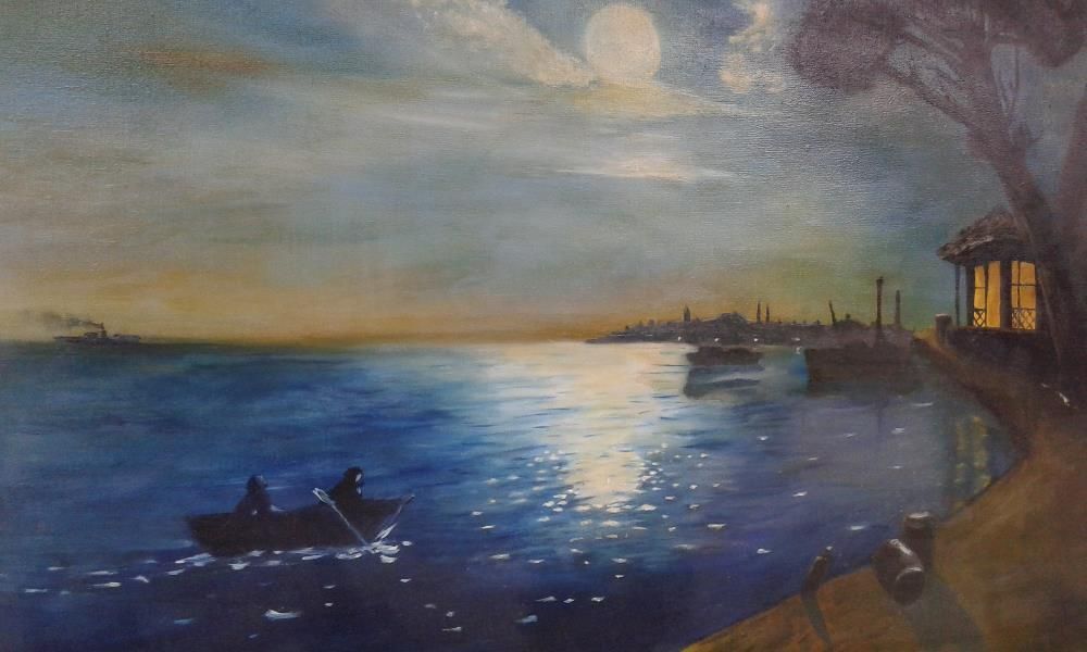 Wielki obraz olejny 100x81 cm na płótnie sygnowany