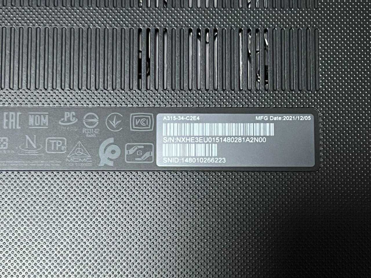 Acer Aspire 3 A315-34-C2E4 | Intel | 4 ГБ ОЗП | SSD 128 ГБ | 15.6” FHD