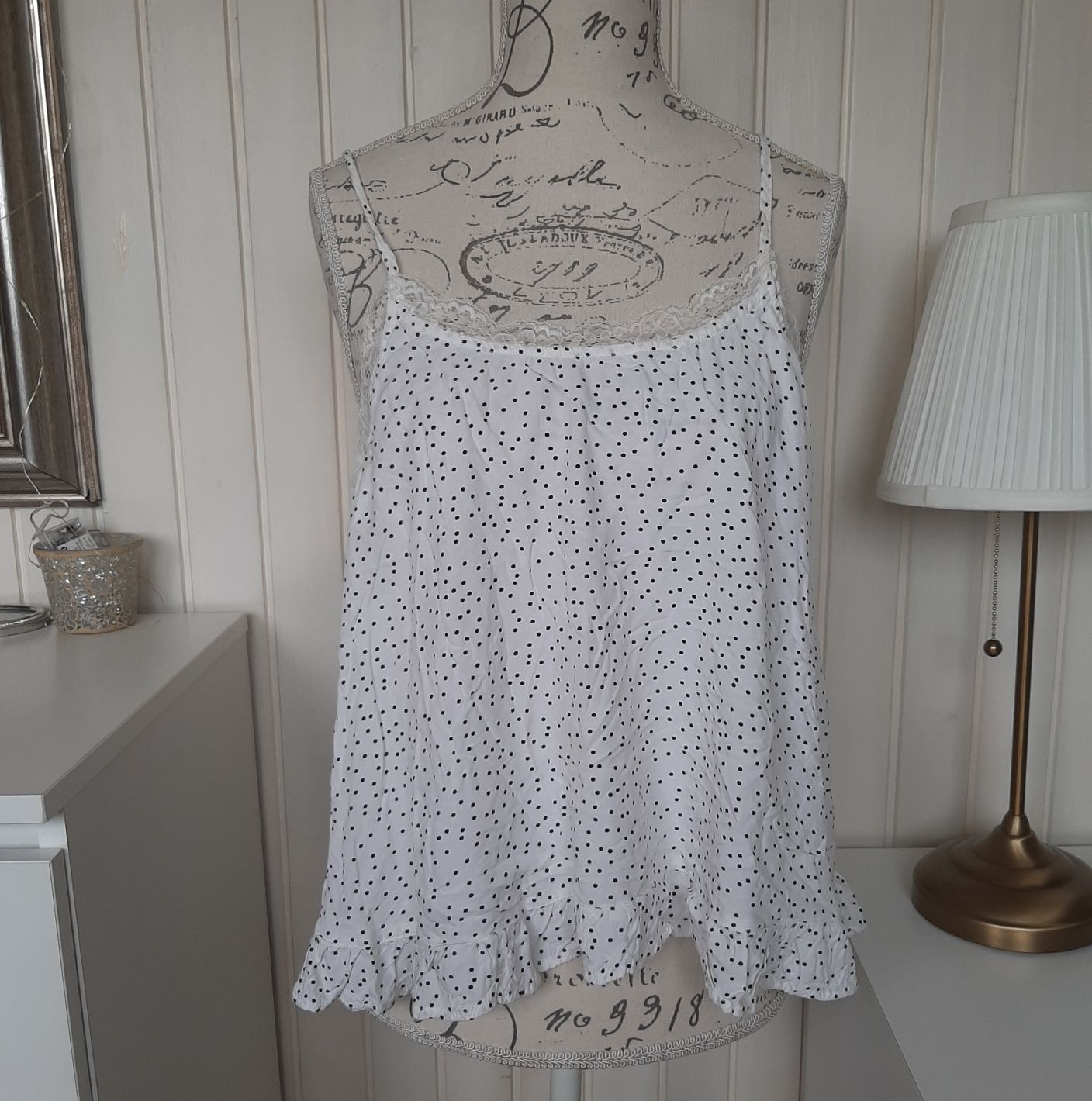 Biały, koronkowy top w groszki accessorize 38 40