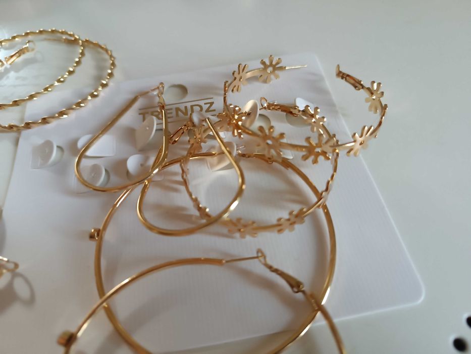 Kolczyki 5 par sztuczna biżuteria złote