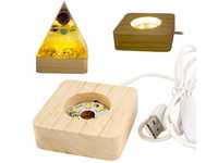 Podstawka LED USB Białe Ciepłe Światło pod Figurkę Piramidkę - 6x6 cm