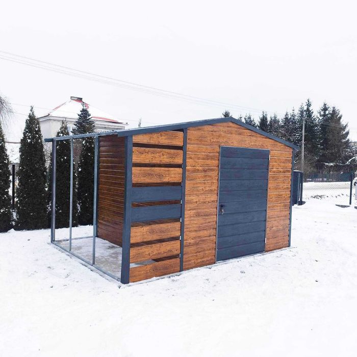 Domek Ogrodowy  2,5x2 + wiata 1x2 okno drewnopodobny Dwuspad  ID435