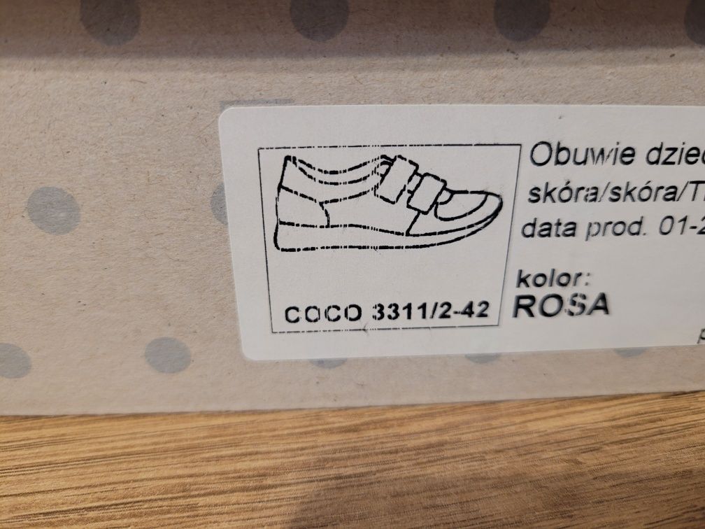 MRUGAŁA r.34 półbuty Coco Rosa 100% SKÓRA PARAGON opakowanie