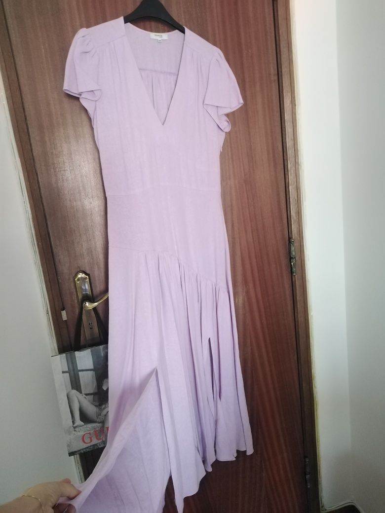 Vestido lilás de linho