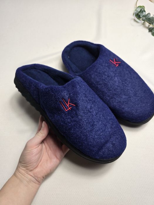 Męskie kapcie pantofle 42 43 granatowe ciepłe