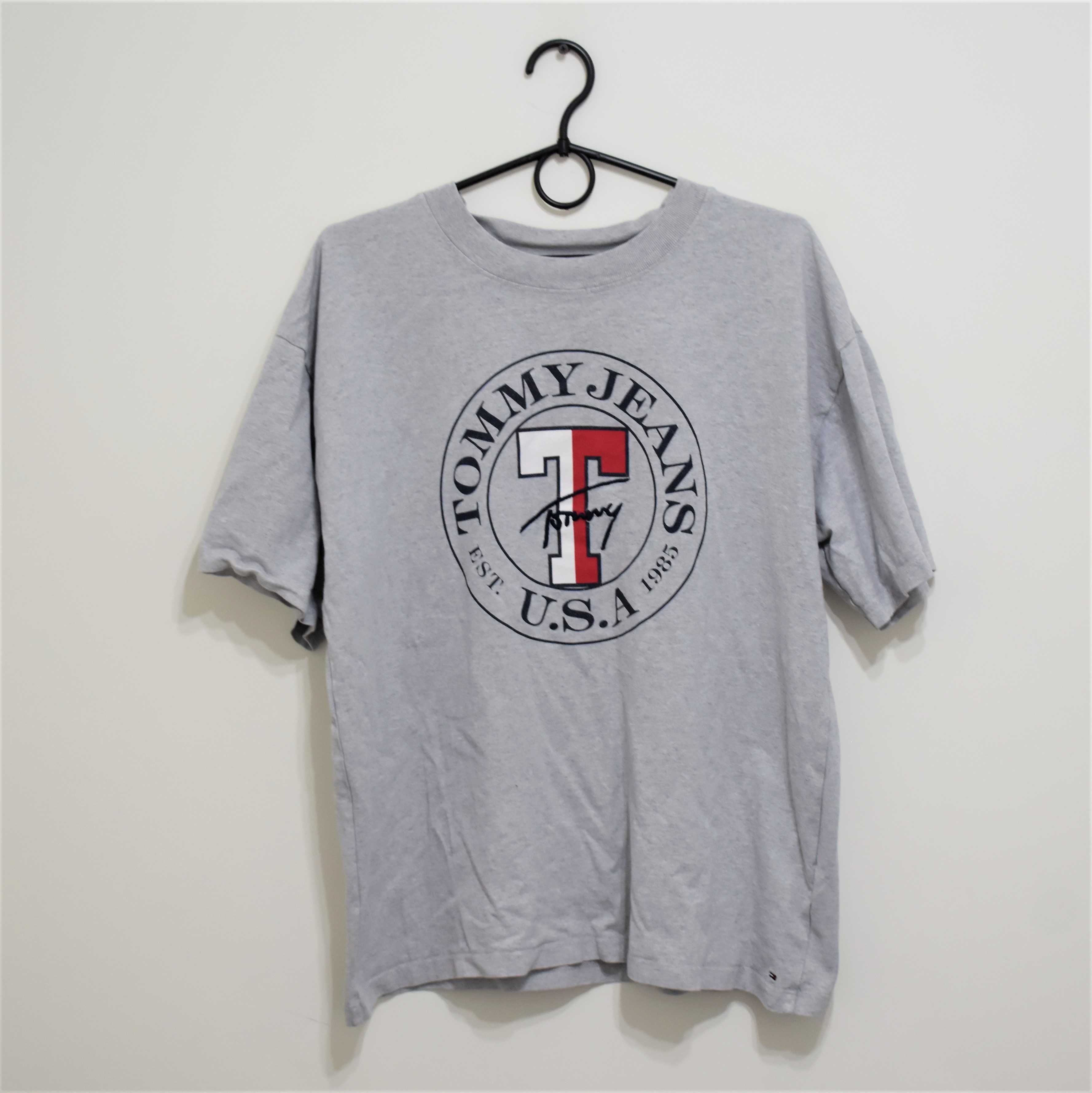 Tommy Hilfiger szary grubszy T-shirt super stan USA S/M