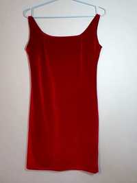 Sukienka damska czerwona,szerokie ramiączka,dekolt V na plecach,r. S/M