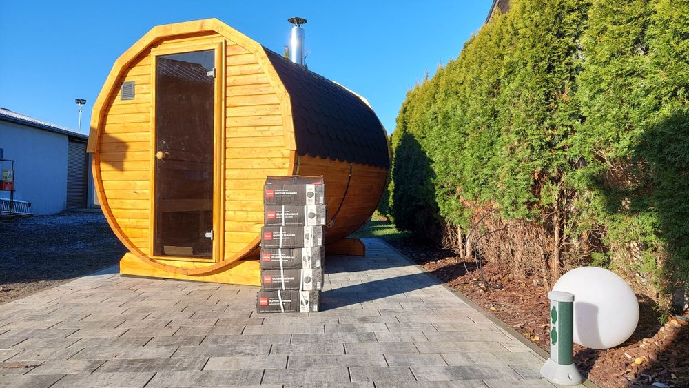 Sauna ogrodowa - zewnętrzna, piec na drewno lub elektryczny