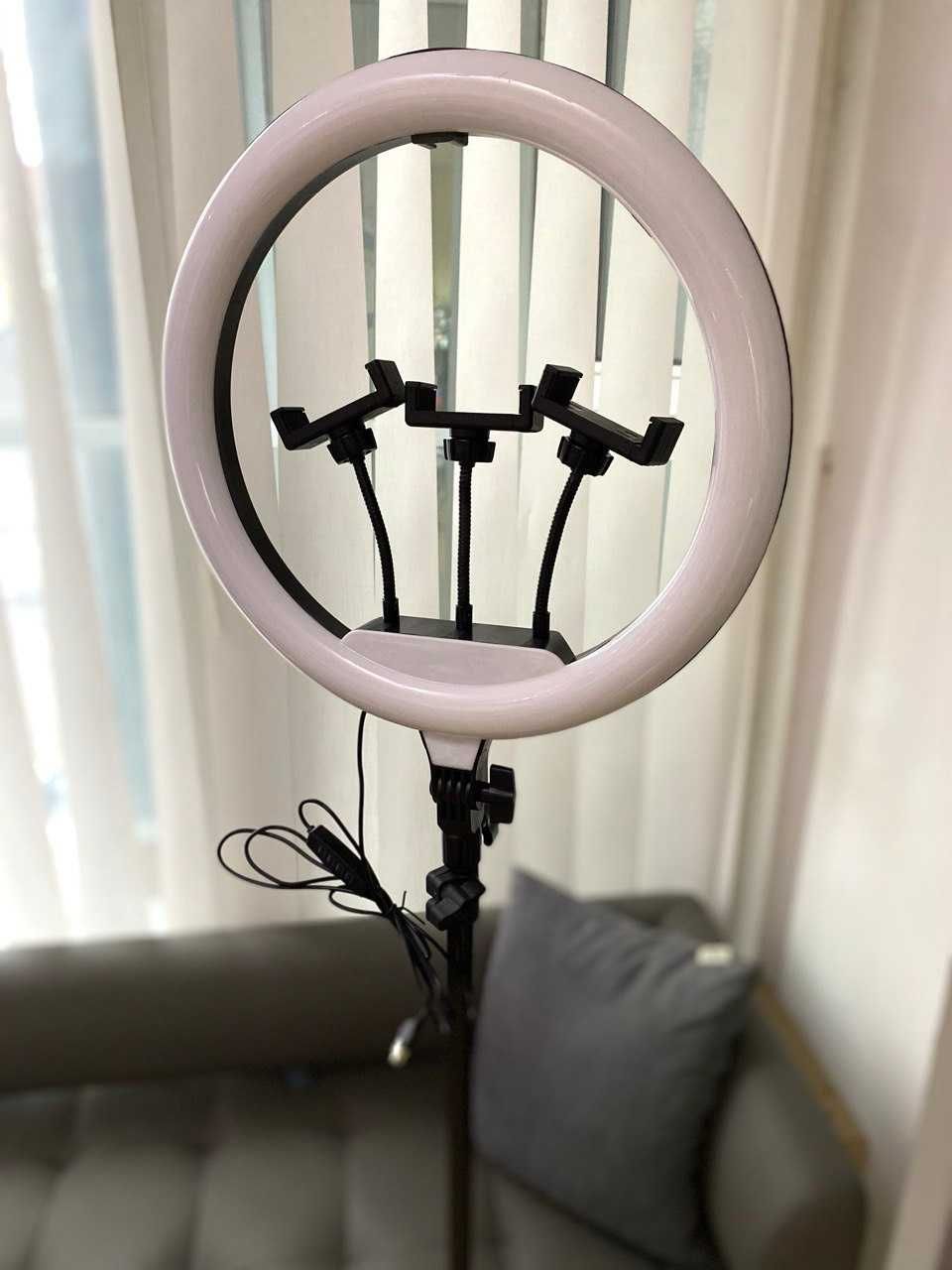 Кільцева LED Лампа 35см 25W + 3 тримача + Штатив 210см 3 режими світла