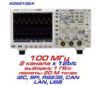 OWON XDS2102A - осцилограф 12біт 100МГц 1 ГВиб/с, 2 канали, екран 8"