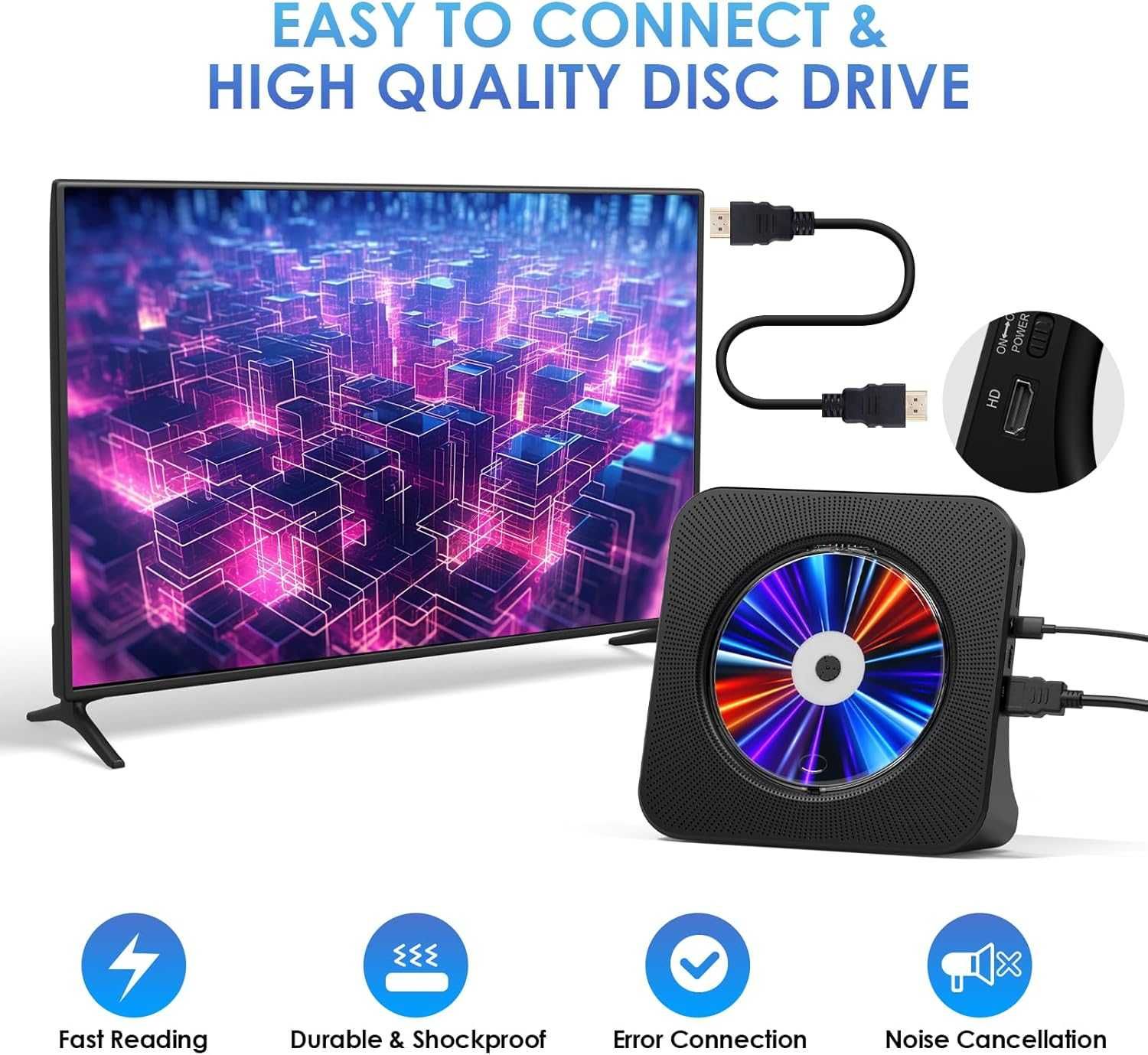 Gueray Odtwarzacz DVD CD Bluetooth Czarny