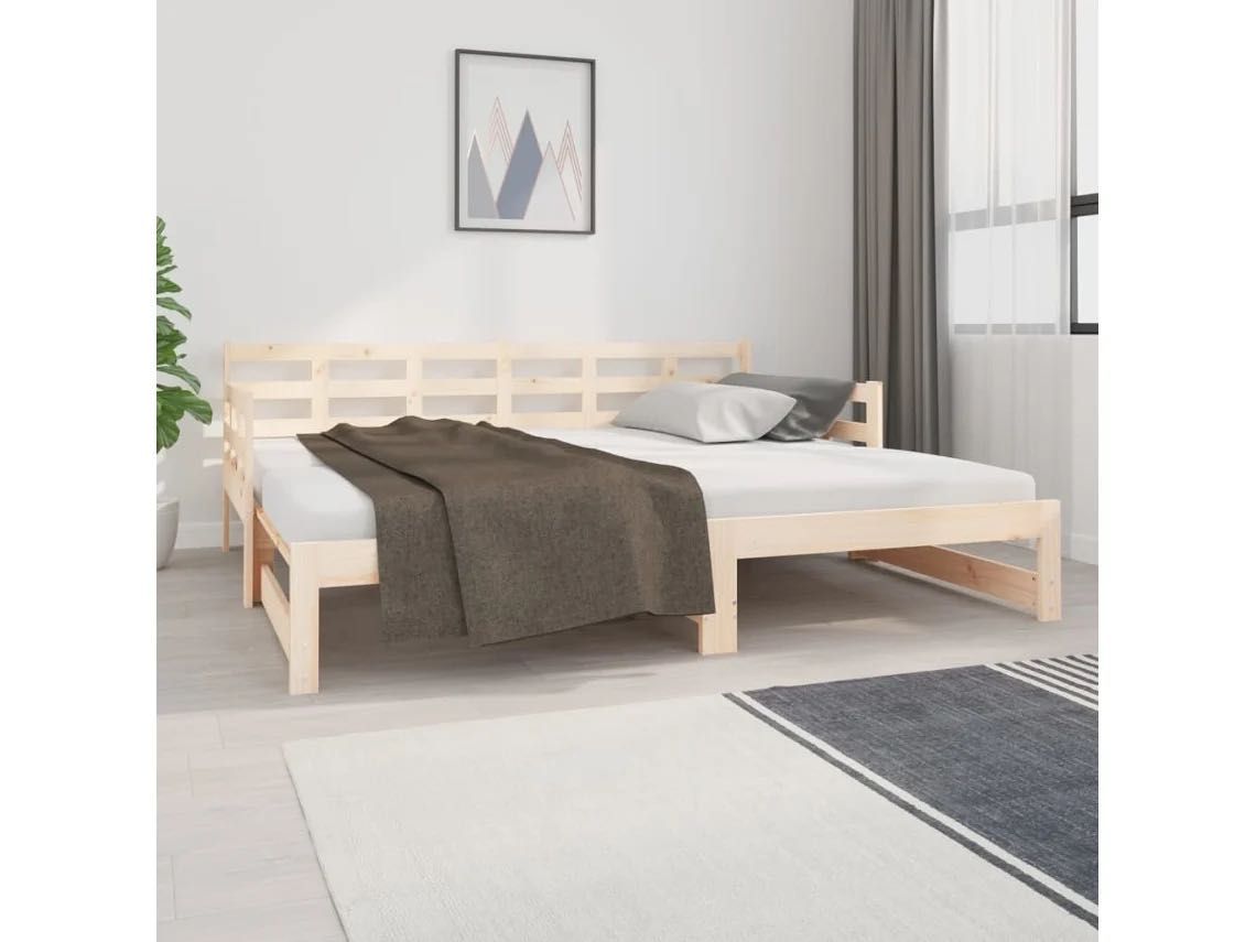 vidaXL Sofá-cama de Puxar pinho maciço 2x(90x190) cm