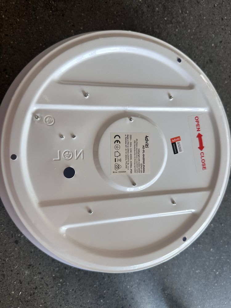 Plafon LED 12W z mikrofalowym czujnikiem ruchu, 1190lm, IP20, 4000K