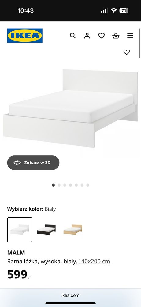 Łóżko Malm Ikea