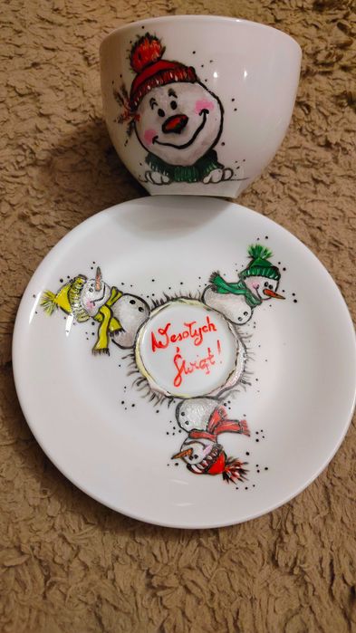 Świąteczny zestaw filiżanka ze spodkiem