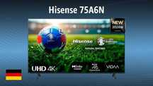 HIT Telewizor LED 75 Hisense 75A6N Smart TV 4K VIDAA HDR10 NOWY