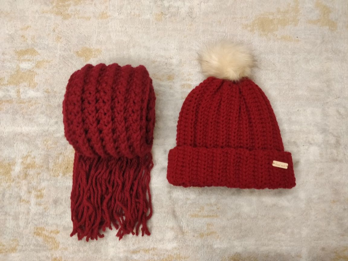 Cachecol + gorro adulto feito à mão em crochet