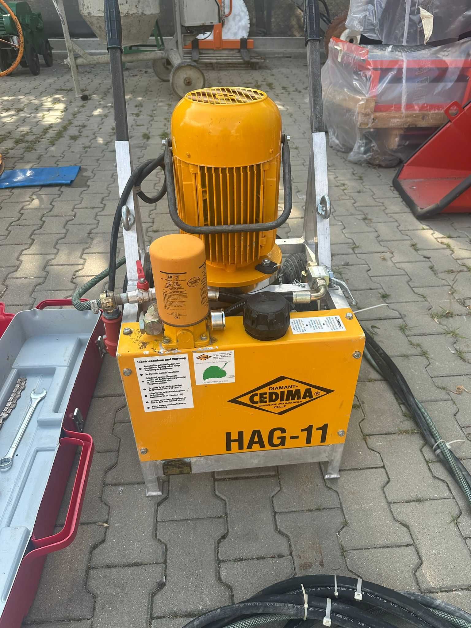 Agregat hydrauliczny CEDIMA HAG-11 + Piła łańcuchowa ICS ścian betonu