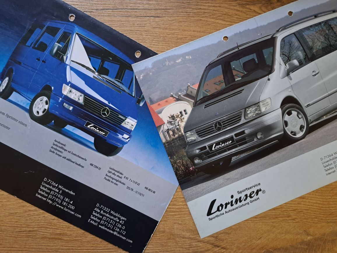 Prospekty/katalogi/ broszury akcesoriów do samochodów MERCEDES V-KLASA