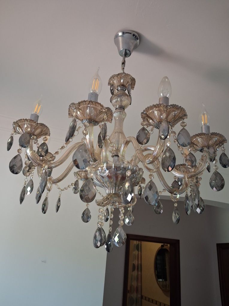Lustre de cristal 8 lâmpadas