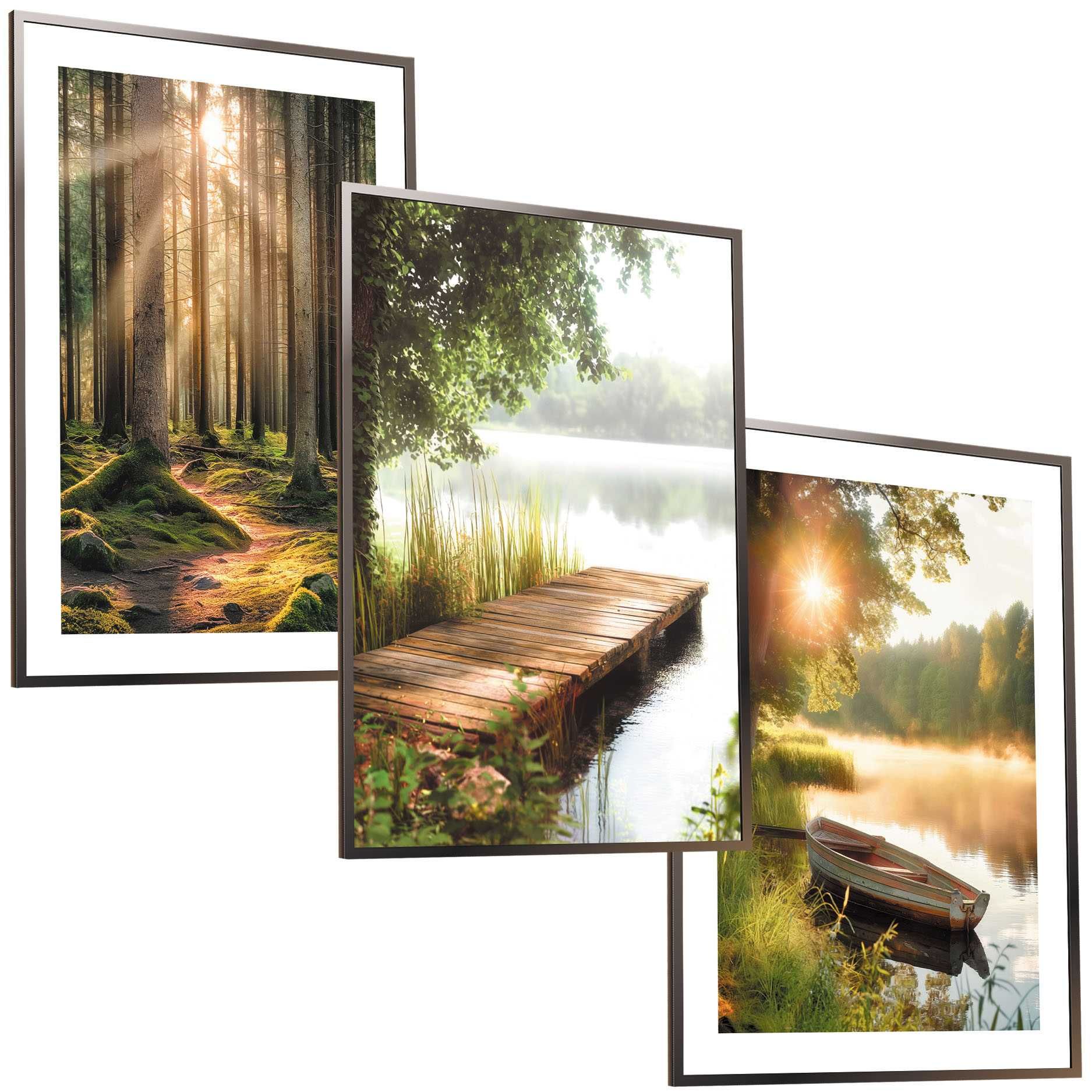 50x40 obrazy w ramie plakaty ramka ŁĄKA MOST TRAWA SALON NATURA BOHO
