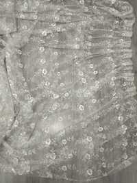 Firanka koronkowa biała długa firana w różyczki vintage retro coquette