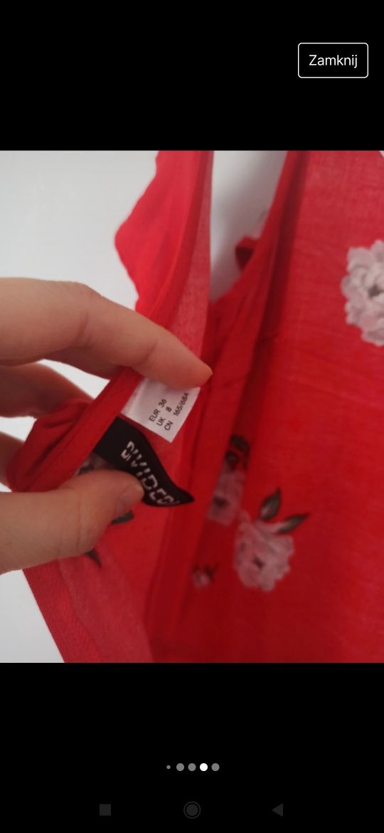 Kombinezon z dekoltem serek na cienkich ramiączkach w kwiaty h&m 36