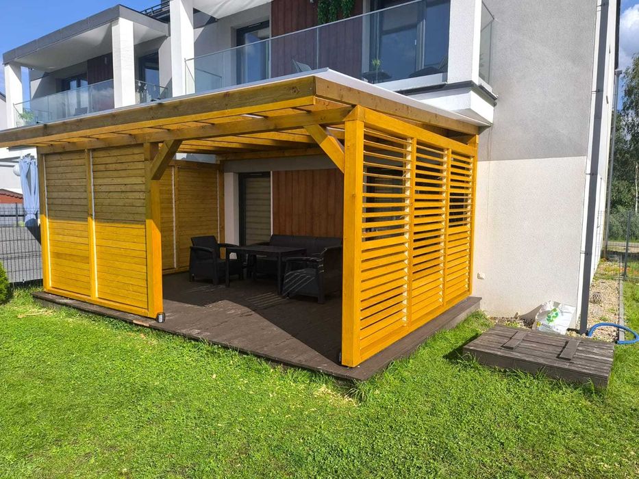 Zadaszenia tarasu z poliwęglanu,  tarasy z deski kompozytowej