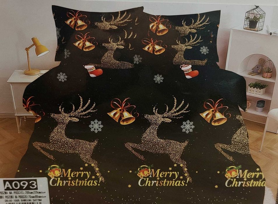 Pościel świąteczna 160x200 Prezent na Mikołajki Boże Narodzenie