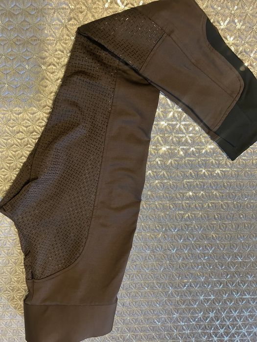 Bryczesy HKM 36/38 breginsy brązowe ze srebrnymi lampasami