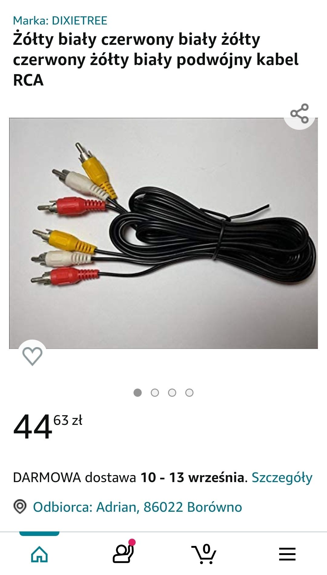 Kabel RCA biały czerwony żółty cinch