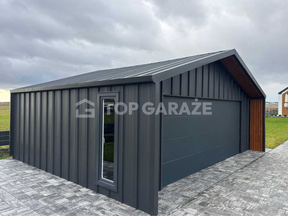 Garaż dwustanowiskowy blaszany NA RĄBEK brama segmentowa garaz 7x5,5m