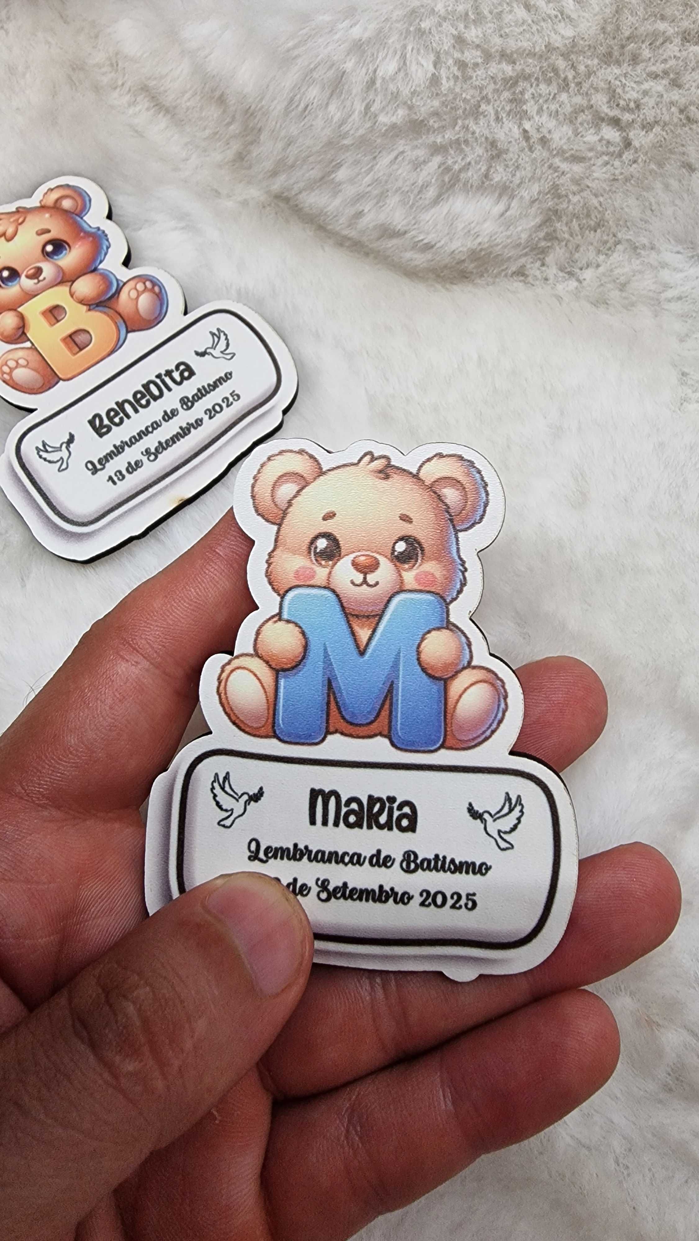Lembrança de Batismo Personalizada – Ursinho com Inicial do Nome