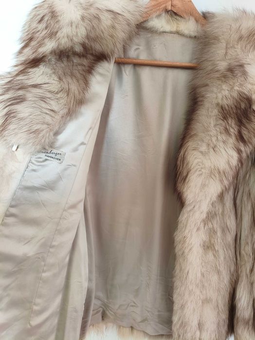 Futro naturalne prawdziwe z lisa srebrnego szarego polarnego vintage