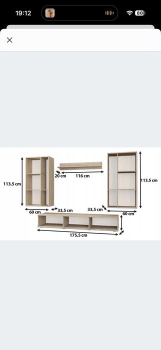 Zestaw mebli do salonu komoda bez oswietlenia