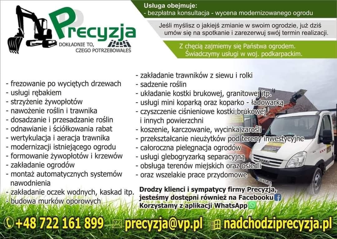 Zakładanie trawników obcinanie żywopłotu Mycie kostki minikoparka