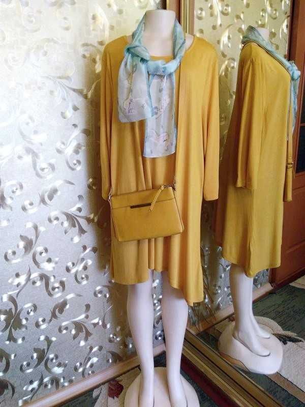 4XL-8XL Комплект :  платье оверсайз, сумка и шарф, для пышной красоты