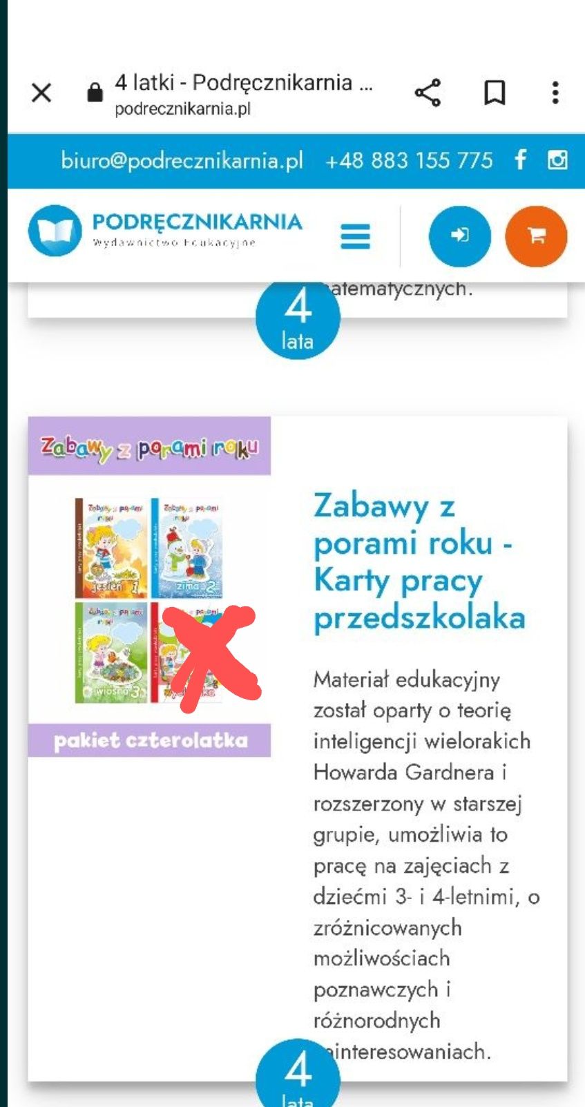 Karty pracy dla 4 latka /3 sztuki