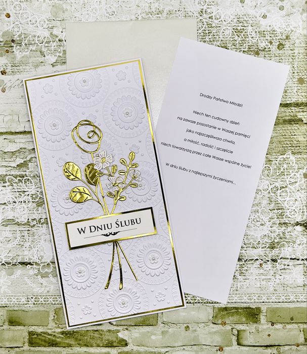 Karka na ślub ślubna ręcznie robiona z kopertą personalizowana