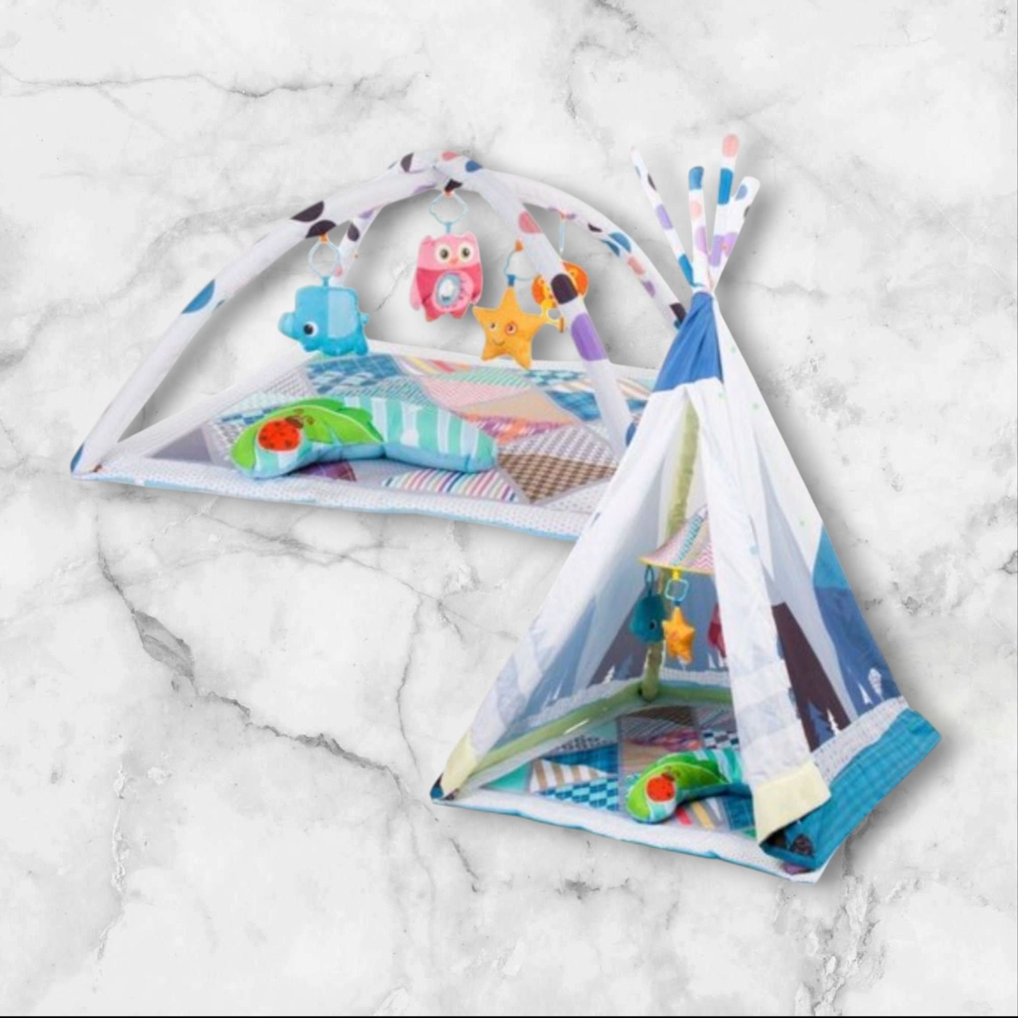 Sun Baby Mata edukacyjna dla niemowląt Namiot Tipi 2w1