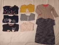 Pakiet! 25 szt! Ubranka dla dziewczynki, bluzy, sukienki, dres, r. 80