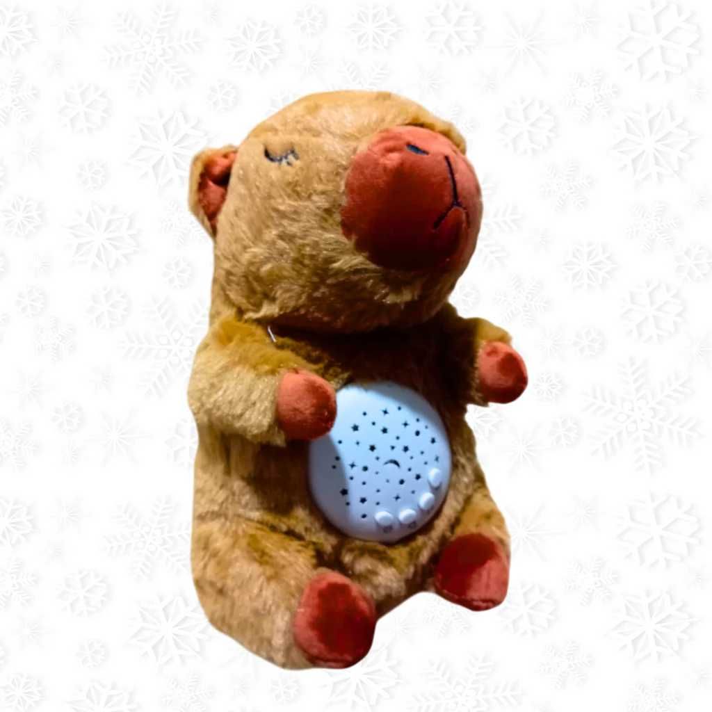 Мягкий музыкальный ночник игрушка "Капибара" с проектором, 30 см