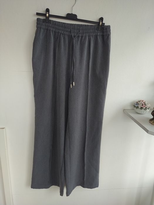 Calças pantalonas cinzentas, elegantes e confortáveis -Vilanova-Tam.40